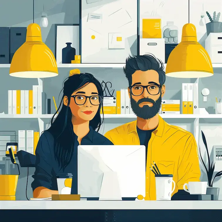 Two People Working at a desk
